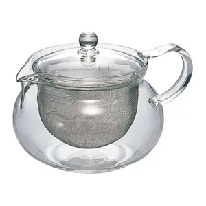 Bình Trà Thủy Tinh Kèm Lưới Lọc, Chacha Kyusu Maru, Glass Round Teapot with Filter, 450ml, CHJMN-45T (14.5 x 12.5 x 9.5cm) - HARIO